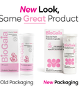 BioGaia Elactia MUM probiotic capsules packaging shown side by side old and new designs for breast comfort support