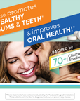 Promotional collage for BioGaia Prodentis Fresh Breath probiotic lozenges with zinc promoting healthy gums and teeth, featuring a smiling couple and white tablets.